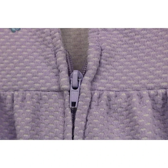 Pink K Women's Purple Full Zip Embroidered Pajama Gown-Medium-Pockets - Picture 4 of 11